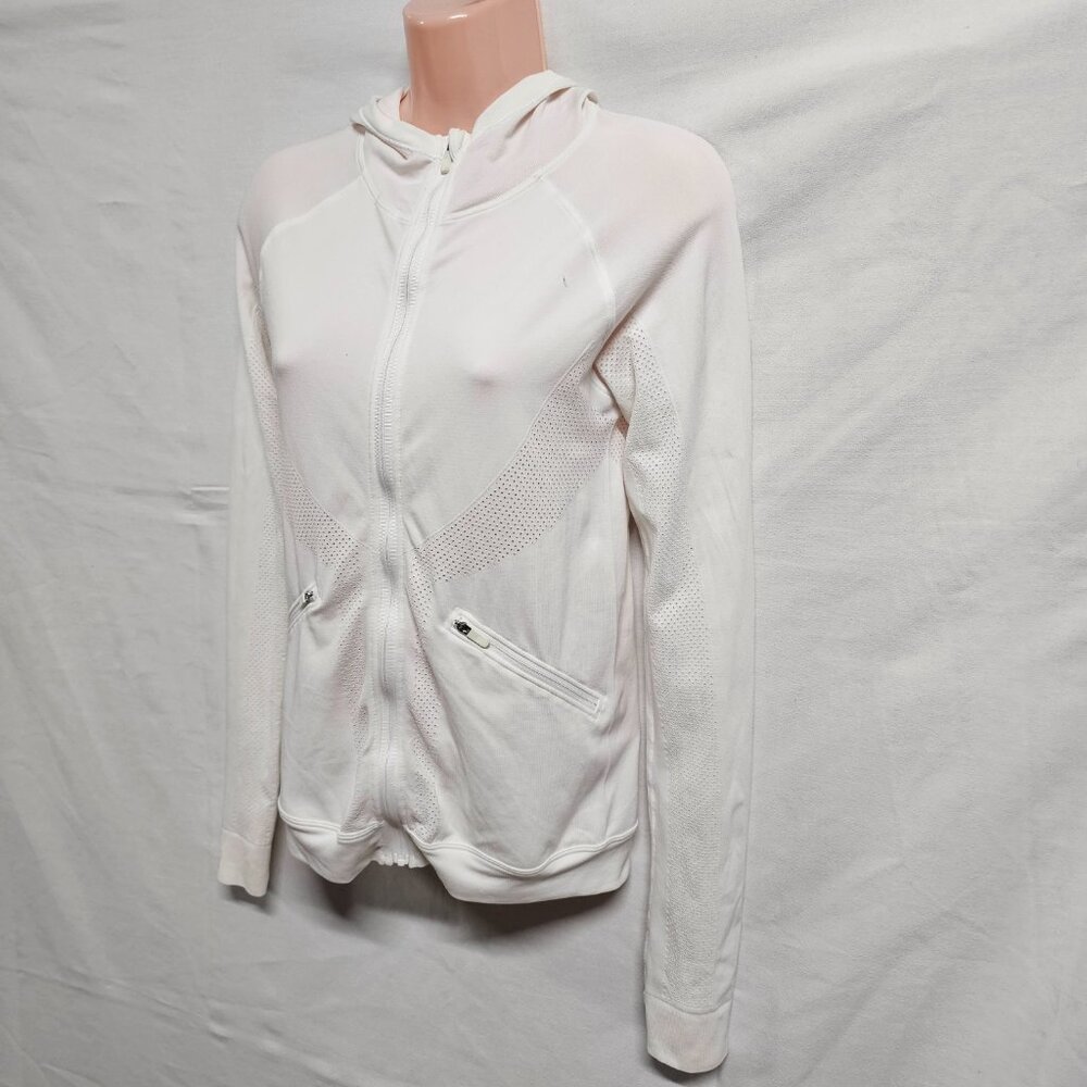 Lululemon Ventilate Hooded Jacket Women Size 6 White Perforated - Picture 6 of 14